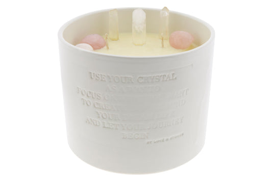 FAITH - ROSE QUARTZ & CRYSTAL QUARTZ INFUSED SCENTED CANDLE