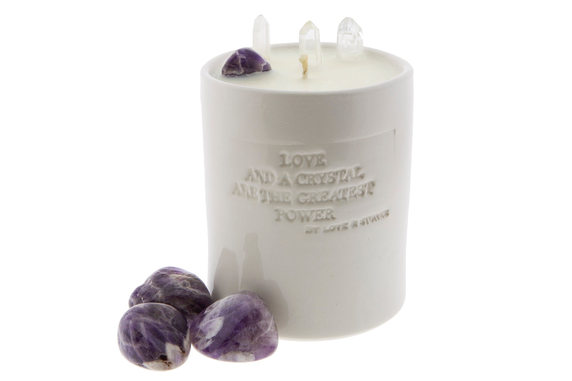 CALMING - AMETHYST & CRYSTAL QUARTZ INFUSED SCENTED SMALL CANDLE