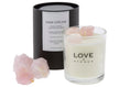 Load image into Gallery viewer, RAW DREAM  - ROSE QUARTZ INFUSED SCENTED GLASS CANDLE
