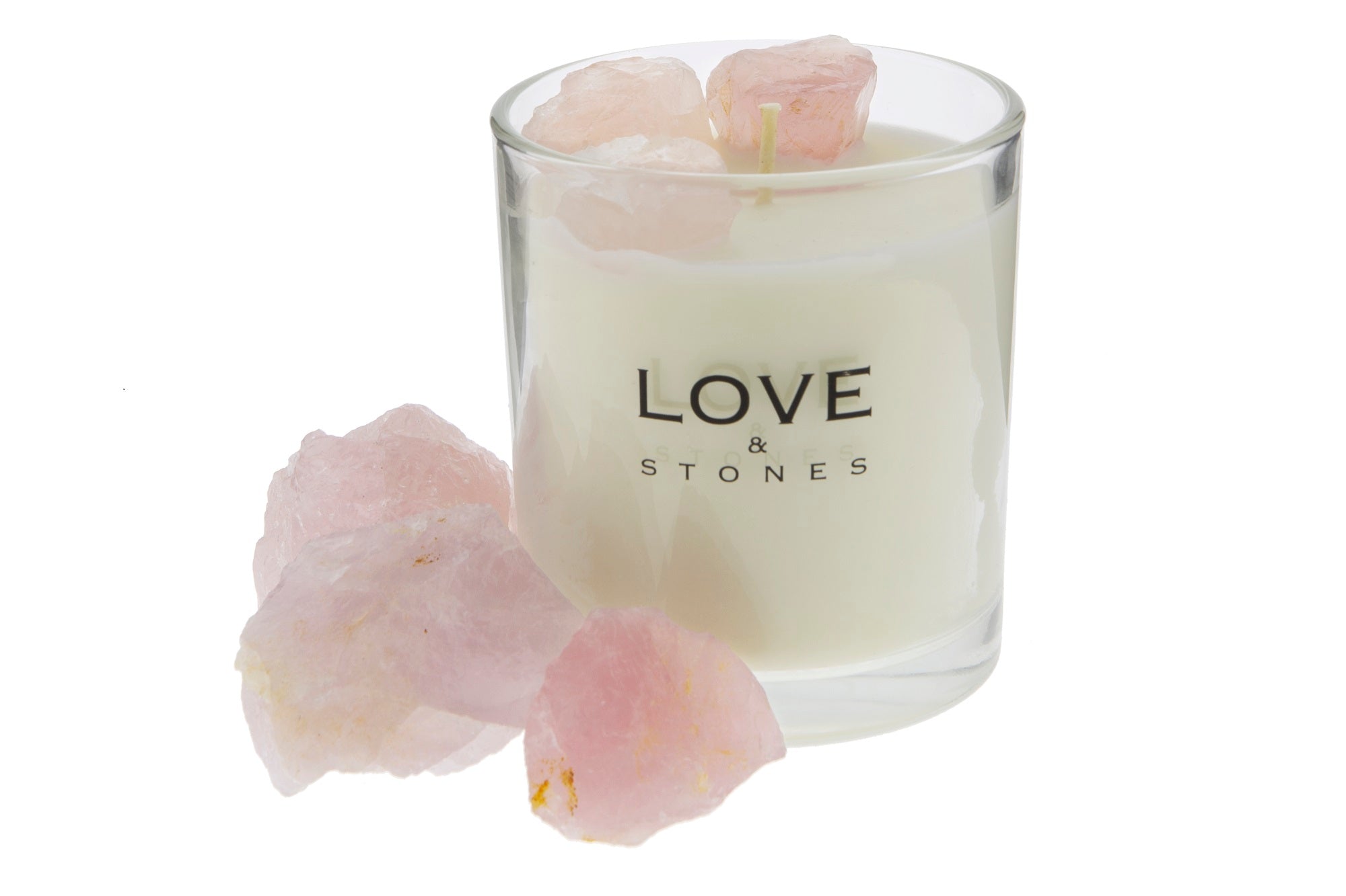 RAW DREAM  - ROSE QUARTZ INFUSED SCENTED GLASS CANDLE