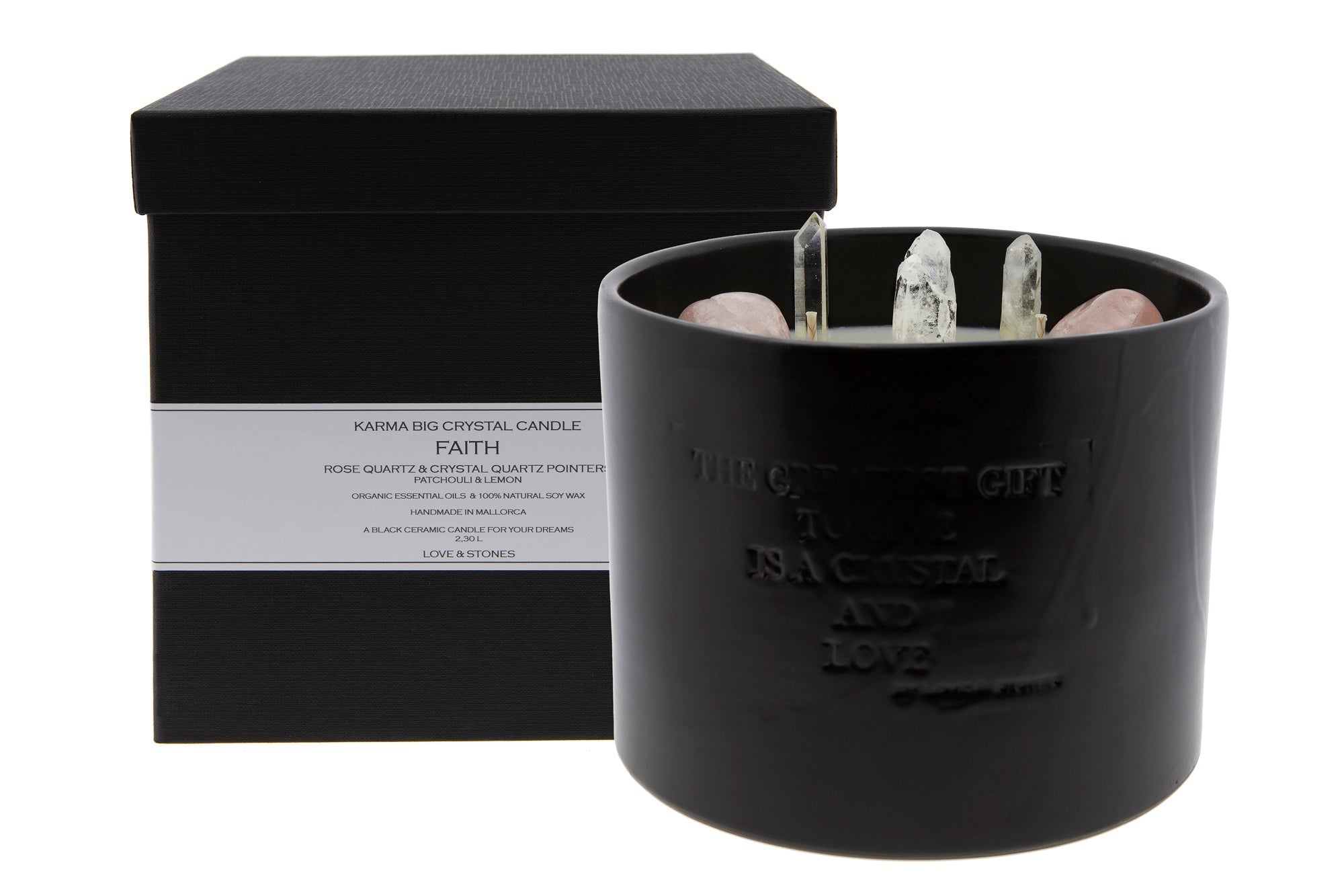 FAITH - A ROSE QUARTZ & CRYSTAL QUARTZ INFUSED SCENTED CANDLE