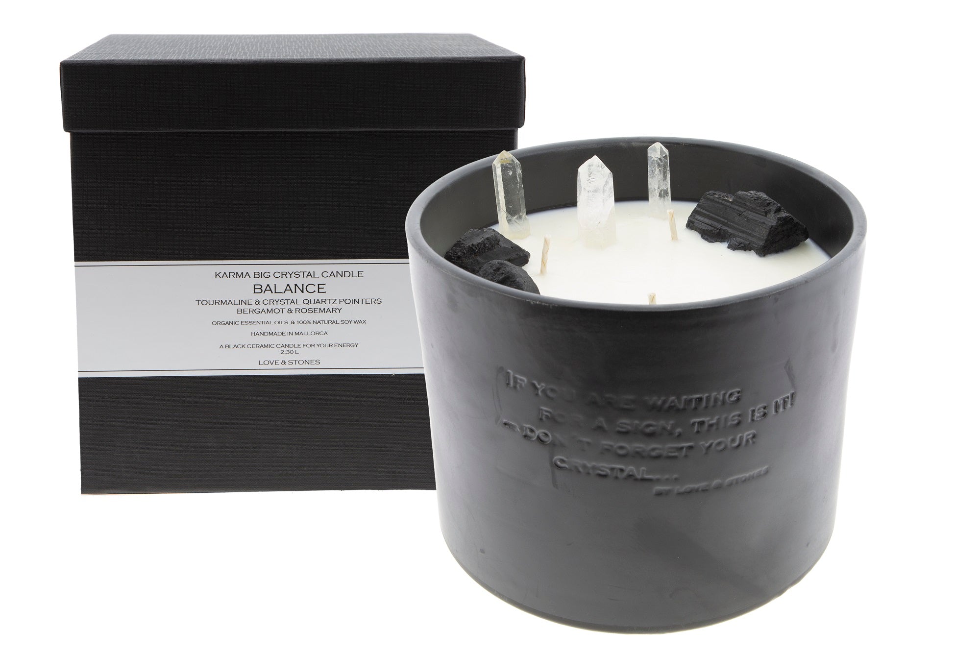 FEEL BALANCE - BLACK TOURMALINE & CRYSTAL QUARTZ CRYSTAL INFUSED SCENTED CANDLE