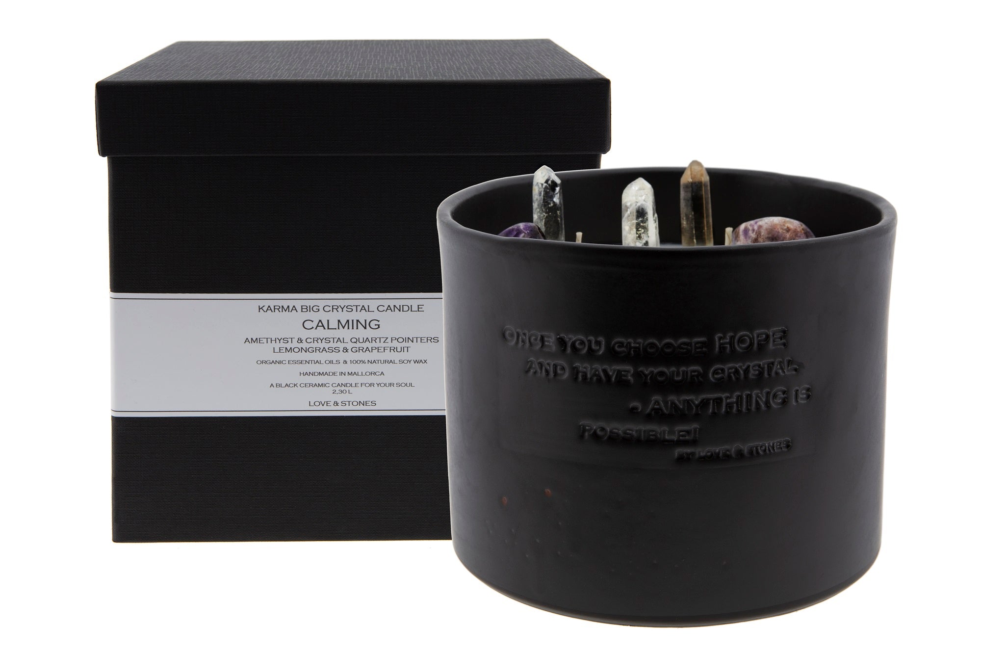 CALMING - AMETHYST & CRYSTAL QUARTZ INFUSED SCENTED BIG CANDLE