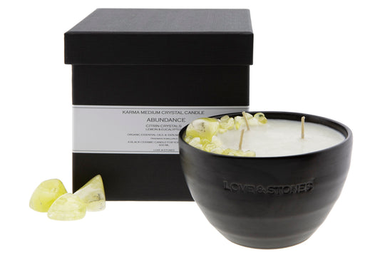 ABUNDANCE  - CITRINE CRYSTAL INFUSED SCENTED MEDIUM CANDLE