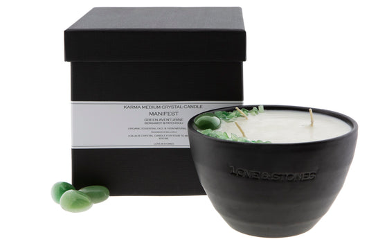 MANIFEST -  AVENTURINE CRYSTAL INFUSED SCENTED MEDIUM CANDLE