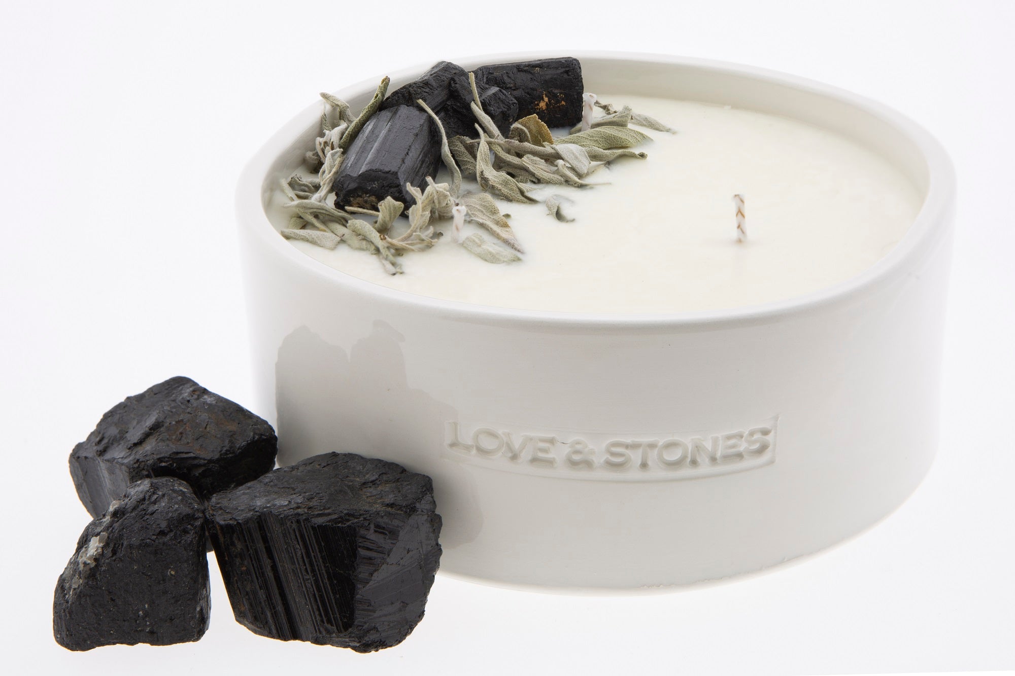 LET GO - SAGE & BLACK TOURMALINE CRYSTAL INFUSED SCENTED LARGE CANDLE