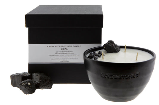 HEAL -  BLACK TOURMALINE CRYSTAL INFUSED MEDIUM CANDLE