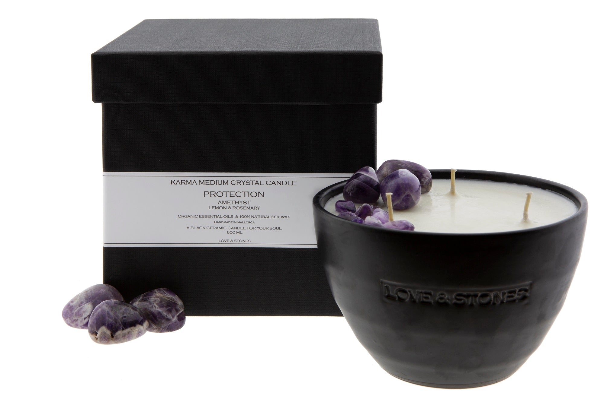 PROTECTION  - AMETHYST CRYSTAL INFUSED SCENTED MEDIUM CANDLE