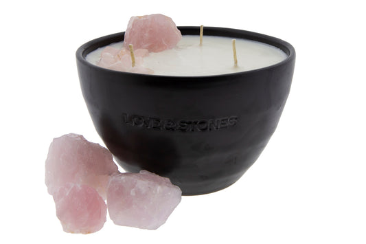 RAW DREAM -  ROSE QUARTZ CRYSTAL INFUSED SCENTED MEDIUM CANDLE