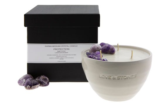 PROTECTION - AMETHYST CRYSTAL INFUSED SCENTED MEDIUM CANDLE