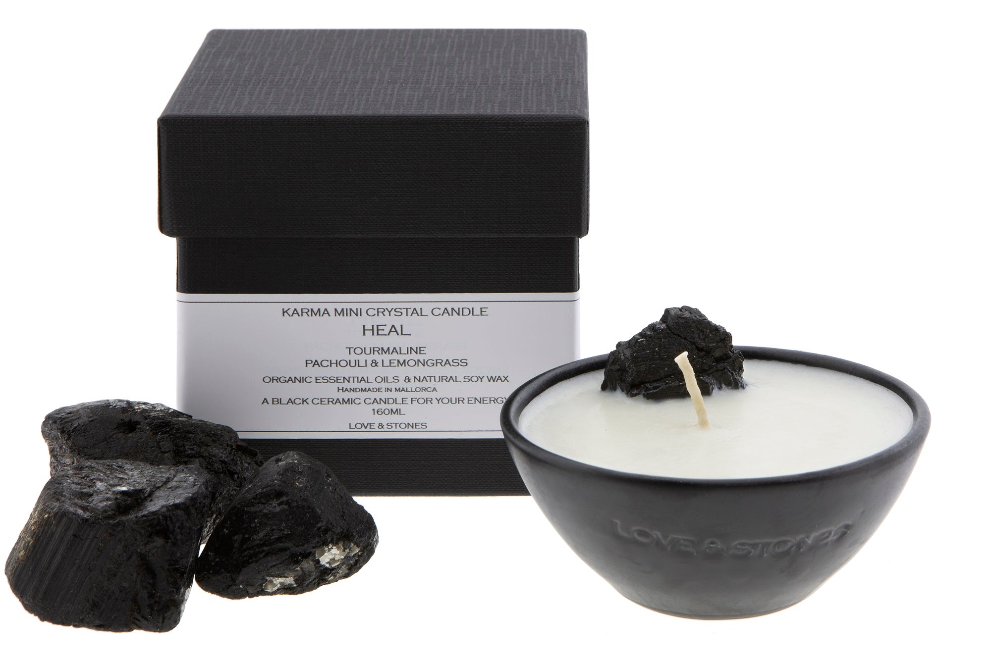 HEAL - BLACK TOURMALINE CRYSTAL INFUSED SCENTED MINI CANDLE