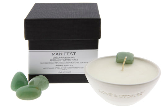 MANIFEST  - AVENTURINE CRYSTAL INFUSED SCENTED MINI CANDLE