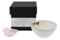 Load image into Gallery viewer, LOVE - A ROSE AND ROSE QUARTZ CRYSTAL INFUSED SCENTED MINI CANDLE
