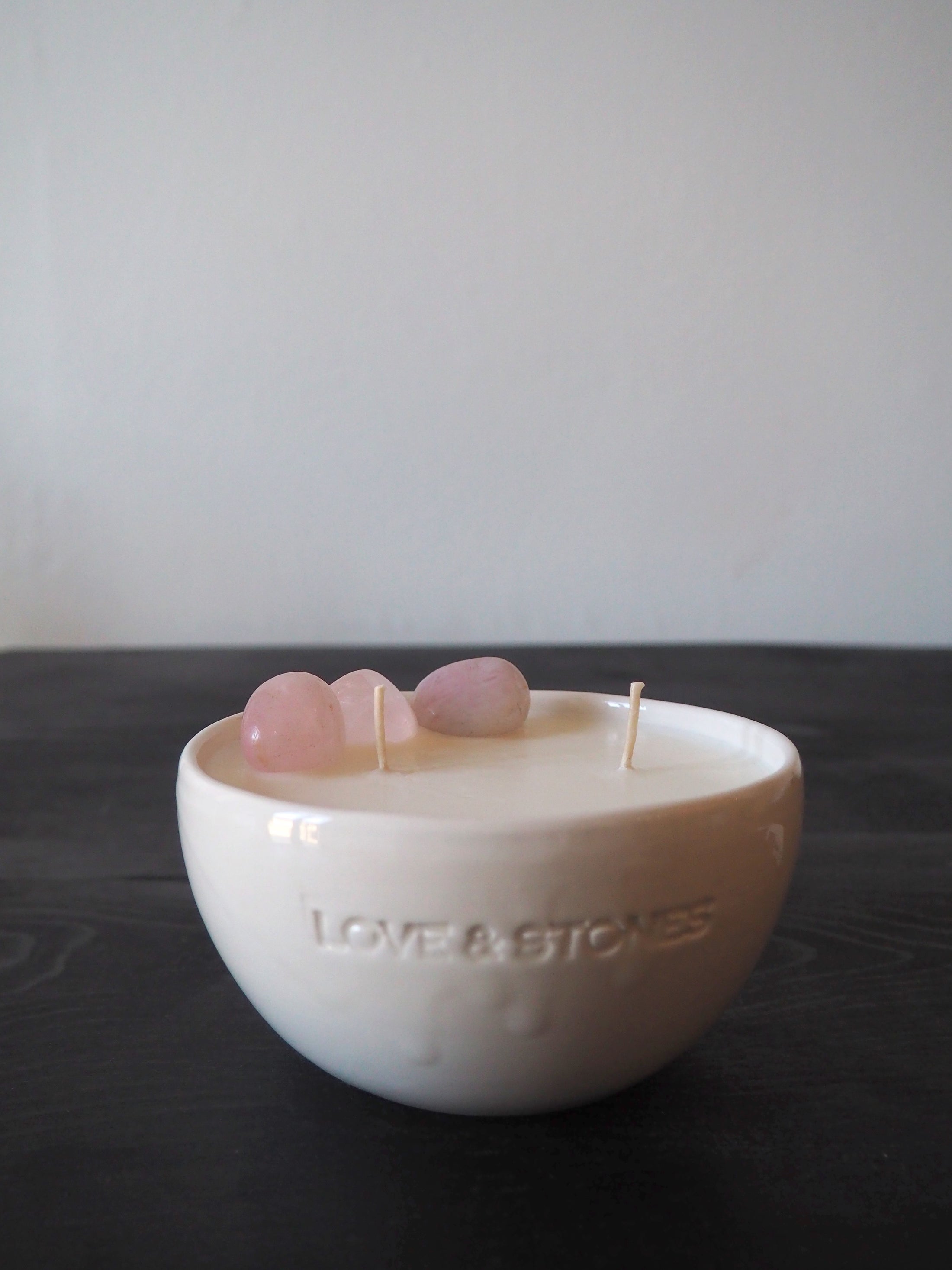 PEACE - ROSE QUARTZ CRYSTAL INFUSED SCENTED PETIT CANDLE