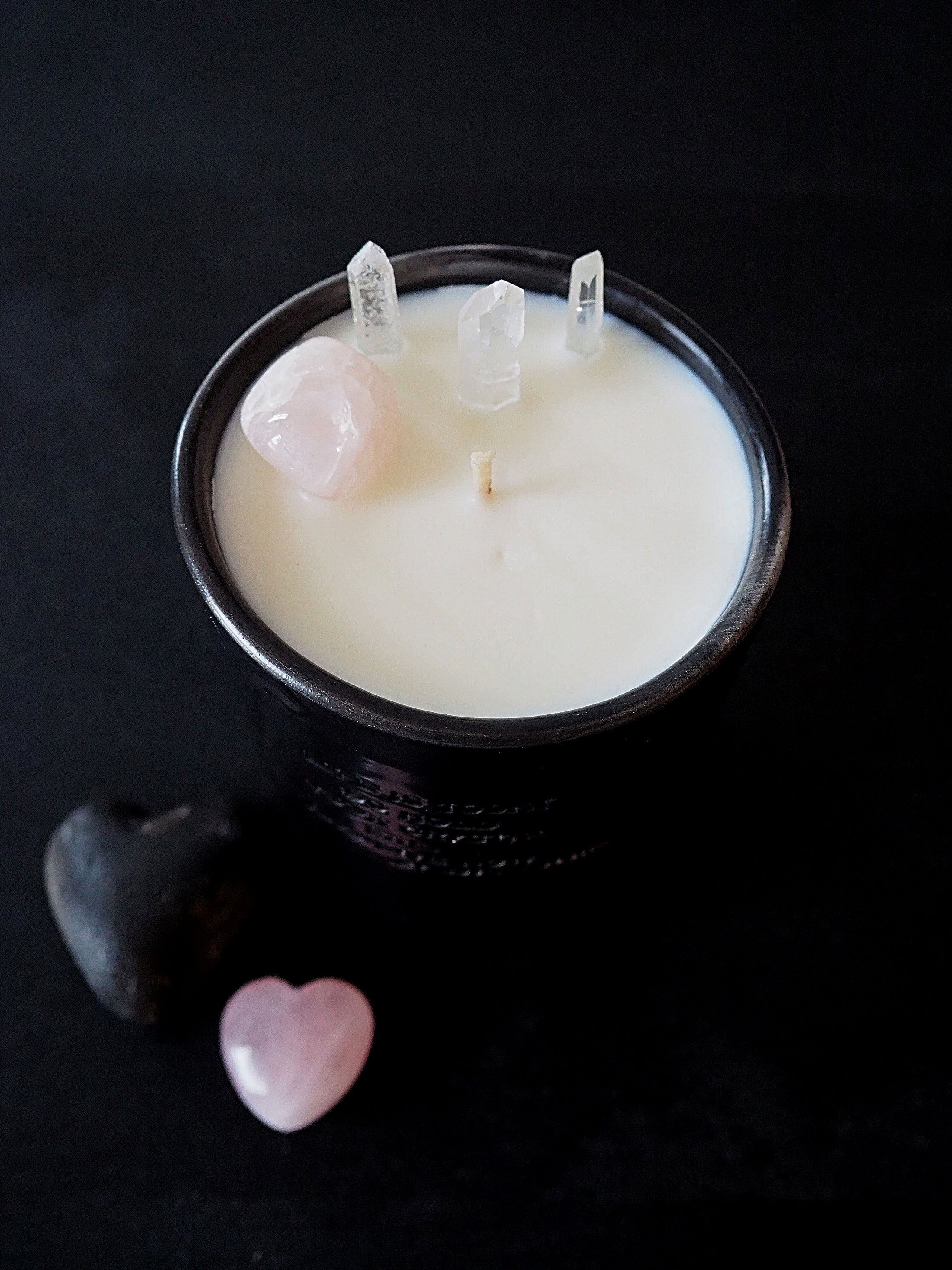 FAITH - ROSE QUARTZ AND CRYSTAL QUARTZ INFUSED SCENTED CANDLE