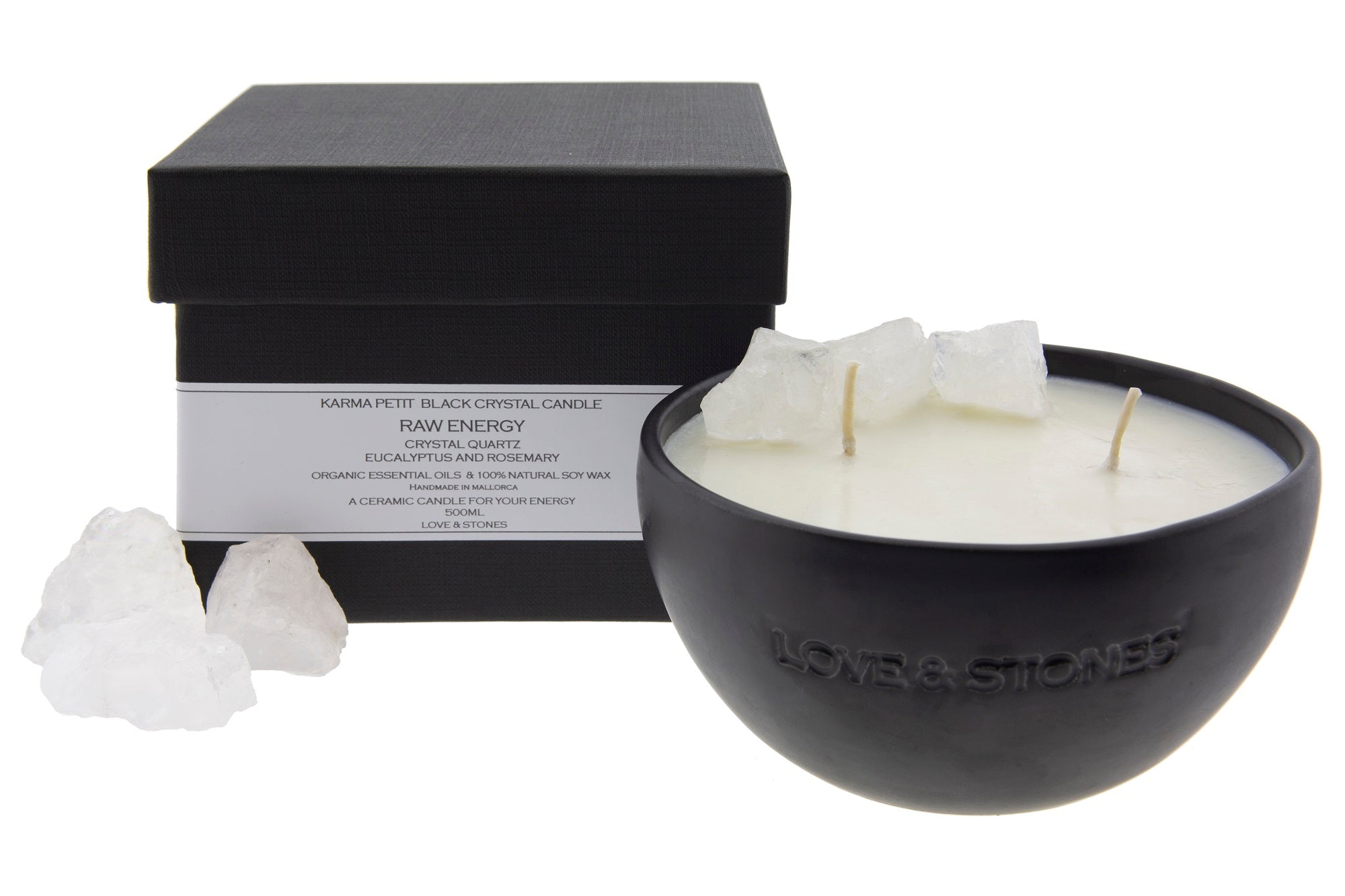 RAW ENERGY - RAW CRYSTAL QUARTZ CRYSTAL INFUSED SCENTED PETIT CANDLE