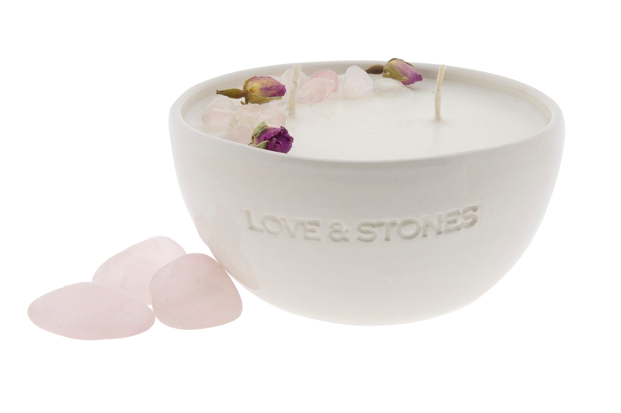 LOVE - ROSES AND ROSE QUARTZ CRYSTAL INFUSED SCENTED PETIT CANDLE