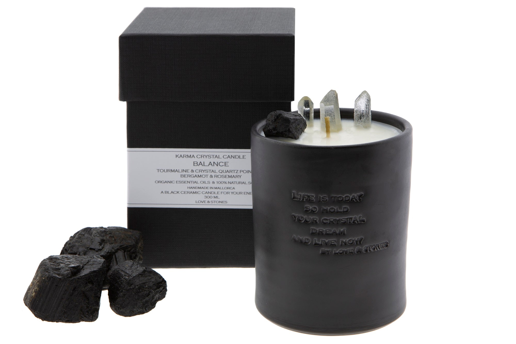 FEEL BALANCE - BLACK TOURMALINE CRYSTAL INFUSED SCENTED CANDLE