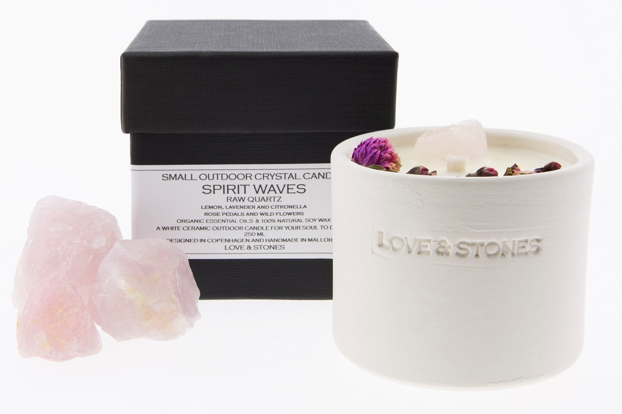 SPIRIT WAVE - ROSE QUARTZ INFUSED SCENTED OUTDOOR TINY CANDLE