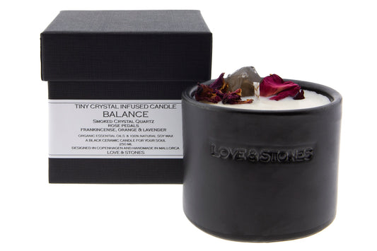 BALANCE - SMOKE QUARTZ CRYSTAL INFUSED SCENTED TINY CANDLE