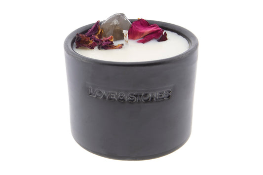 BALANCE - SMOKE QUARTZ CRYSTAL INFUSED SCENTED TINY CANDLE