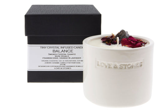 BALANCE - A SMOKE QUARTZ CRYSTAL INFUSED SCENTED TINY CANDLE