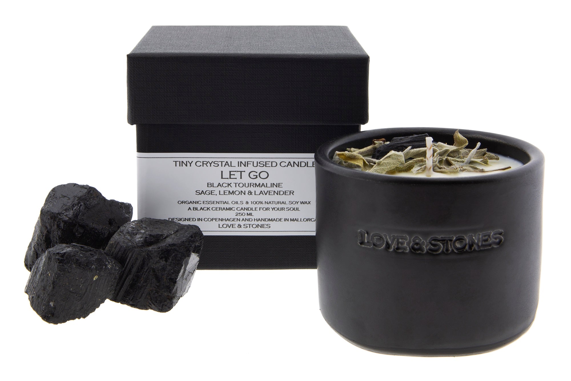 LET GO - SAGE & BLACK TOURMALINE CRYSTAL INFUSED SCENTED CANDLE