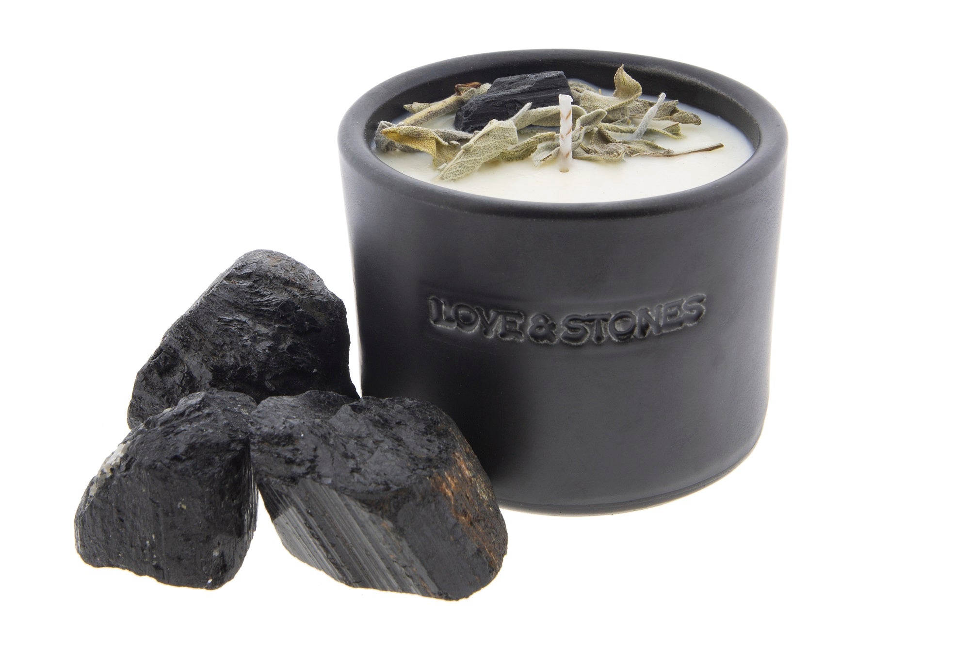 LET GO - SAGE & BLACK TOURMALINE CRYSTAL INFUSED SCENTED CANDLE