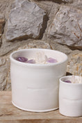 Load image into Gallery viewer, CALMING - AMETHYST & CRYSTAL QUARTZ STONE INFUSED SCENTED BIG CANDLE
